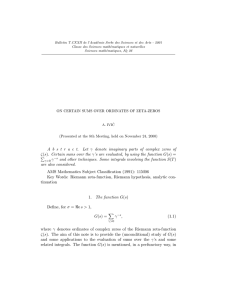 Bulletin T.CXXII de l’Acad´emie Serbe des Sciences et des Arts -... Classe des Sciences math´ematiques et naturelles