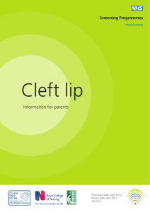Cleft lip Information for parents Screening Programmes Fetal Anomaly