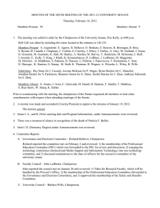 MINUTES OF THE SIXTH MEETING OF THE 2011-12 UNIVERSITY SENATE