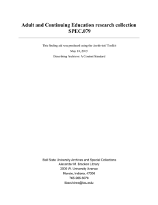 Adult and Continuing Education research collection SPEC.079