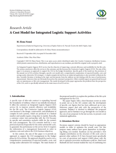 Research Article A Cost Model for Integrated Logistic Support Activities