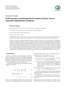 Research Article Well-Posedness and Primal-Dual Analysis of Some Convex Separable Optimization Problems