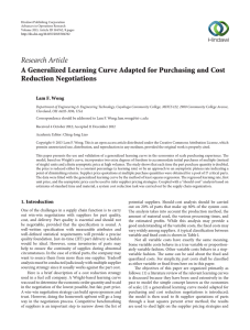 Research Article A Generalized Learning Curve Adapted for Purchasing and Cost