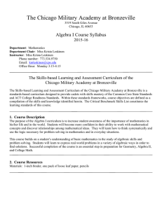 The Chicago Military Academy at Bronzeville Algebra I Course Syllabus