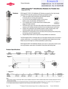 Product Information Model DW74-1100 DOW IntegraFlo™ Ultrafiltration Modules for Potable Use
