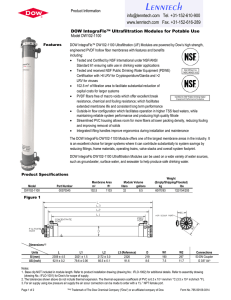 Product Information Model DW102-1100 DOW IntegraFlo™ Ultrafiltration Modules for Potable Use
