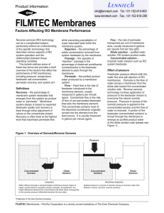 FILMTEC Membranes Product Information Factors Affecting RO Membrane Performance