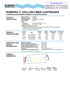 ROMIPRO 5” HOLLOW FIBER CARTRIDGES  PRODUCT DESCRIPTION