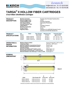 TARGA II HOLLOW FIBER CARTRIDGES  8-inch Water Ultrafiltration Cartridges