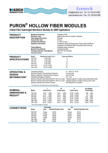 PURON HOLLOW FIBER MODULES ® Hollow Fiber Submerged Membrane Modules for MBR Applications