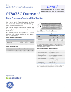 PT8038C Durasan* Dairy Processing Sanitary Ultrafiltration