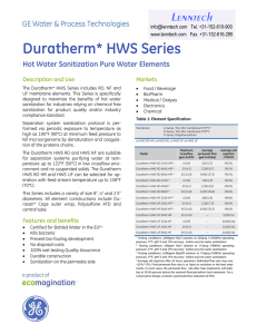 Duratherm* HWS Series Hot Water Sanitization Pure Water Elements