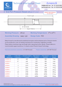 Lenntech Technical Information Sheet 4” End Port Pressure Vessel Working Pressure: