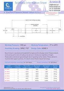 Lenntech Technical Information Sheet 4” End Port Pressure Vessel Working Pressure: