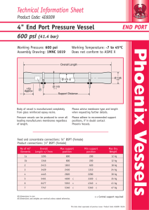 Phoenix V Technical Information Sheet 4&#34; End Port Pressure Vessel 600 psi