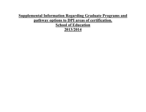 Supplemental Information Regarding Graduate Programs and