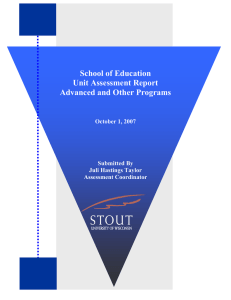 School of Education Unit Assessment Report Advanced and Other Programs