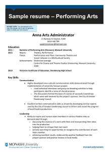 – Performing Arts Sample resume Anna Arts Administrator Education