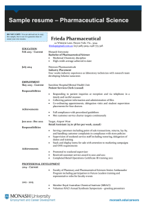 – Pharmaceutical Science Sample resume Frieda Pharmaceutical