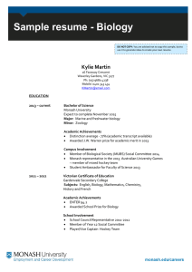Sample Resume - Biology Sample resume - Biology  Kylie Martin