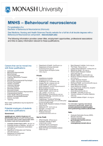 – Behavioural neuroscience MNHS
