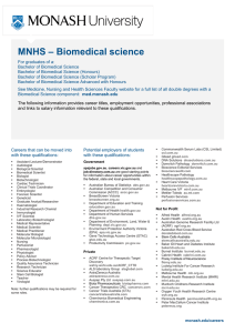 – Biomedical science MNHS