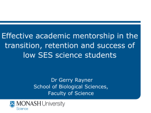 Effective academic mentorship in the transition, retention and success of