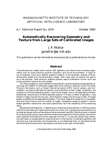 MASSACHUSETTS INSTITUTE OF TECHNOLOGY ARTIFICIAL INTELLIGENCE LABORATORY A.I. Technical Report No. 1674