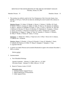MINUTES OF THE SIXTH MEETING OF THE 2005-06 UNIVERSITY SENATE