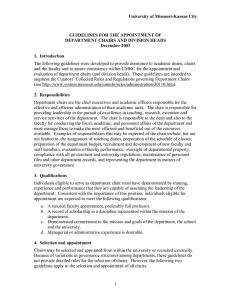 University of Missouri-Kansas City GUIDELINES FOR THE APPOINTMENT OF