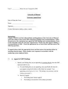 University of Missouri Grievance Appeal Form