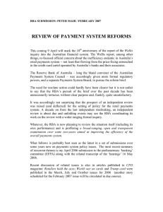 REVIEW OF PAYMENT SYSTEM REFORMS