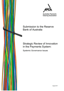 Submission to the Reserve Bank of Australia Strategic Review of Innovation