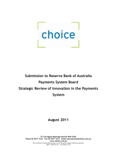 Submission to Reserve Bank of Australia Payments System Board