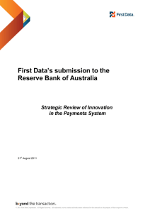 First Data’s submission to the Reserve Bank of Australia