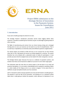 Project ERNA submission on the Strategic Review of Innovation Issues for Consultation