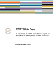 SWIFT White Paper  Innovation in the Payments System, June 2011