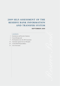 2009 SELF-ASSESSMENT OF THE RESERvE bANk INFORMATION ANd TRANSFER SYSTEM September 2009