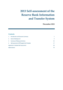 2013 Self-assessment of the Reserve Bank Information and Transfer System December 2013
