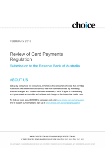 Review of Card Payments Regulation Submission to the Reserve Bank of Australia