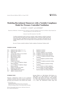 Modeling Recruitment Maneuvers with a Variable Compliance P.S. CROOKE *, J.J. MARINI