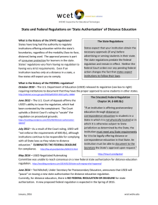 State and Federal Regulations on ‘State Authorization’ of Distance Education