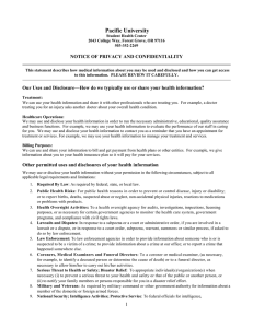 Pacific University  NOTICE OF PRIVACY AND CONFIDENTIALITY