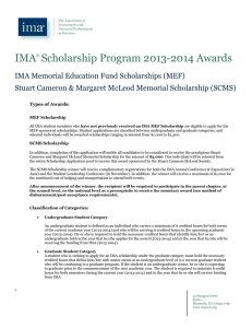 IMA Scholarship Program 2013-2014 Awards
