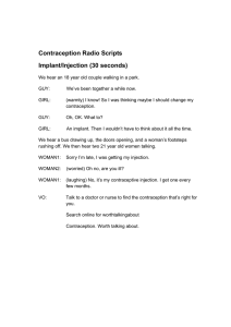 Contraception Radio Scripts Implant/Injection (30 seconds)