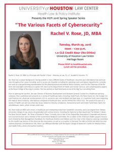 “The Various Facets of Cybersecurity” Rachel V. Rose, JD, MBA