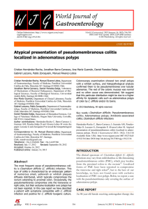 Atypical presentation of pseudomembranous colitis localized in adenomatous polyps