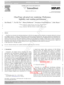 ClearType sub-pixel text rendering: Preference, legibility and reading performance Jim Sheedy