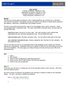 CSE115 Lab 7 Spring 2016  DUE DATES: