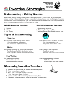 Invention Strategies  . Brainstorming = Writing Success